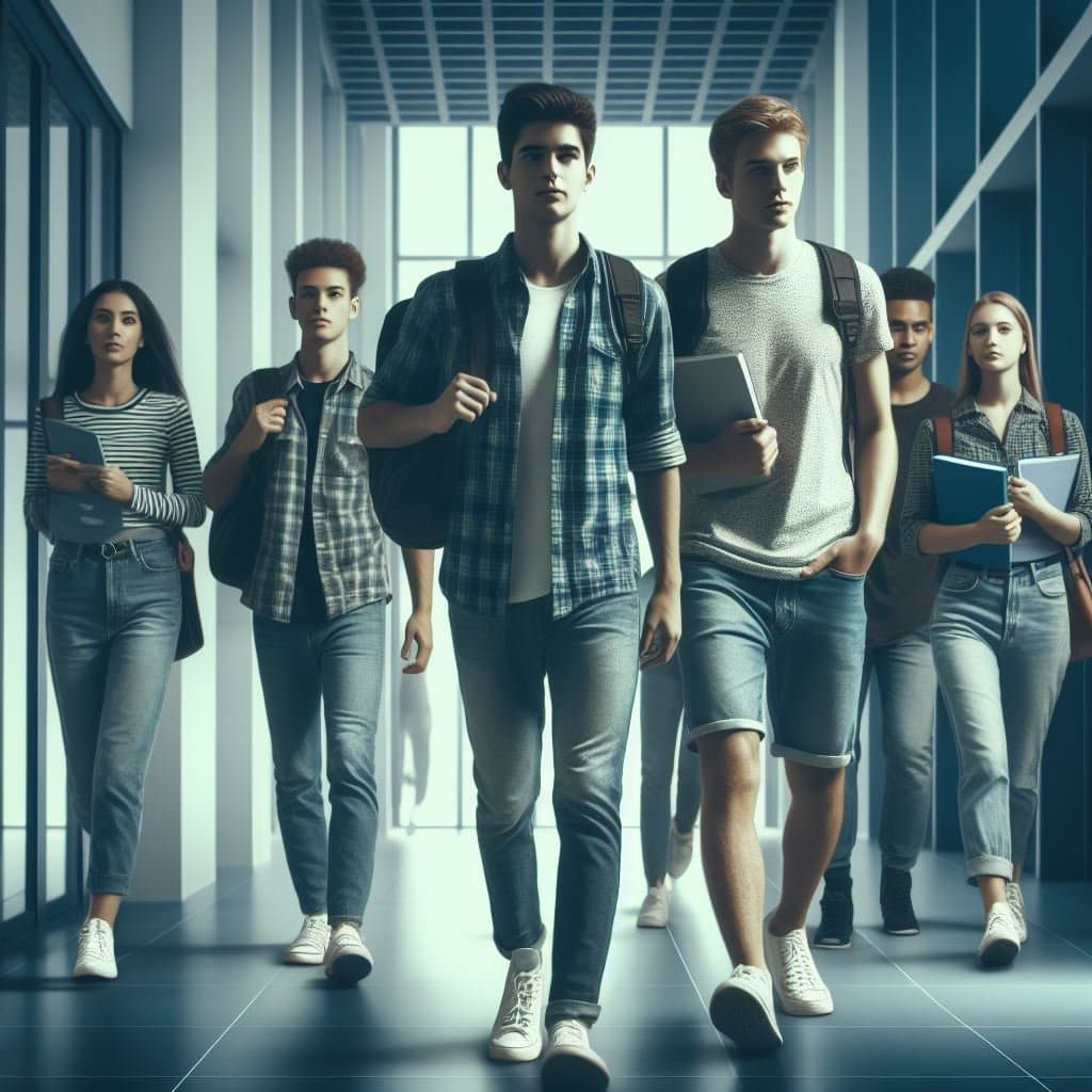 Students collaborating on campus
